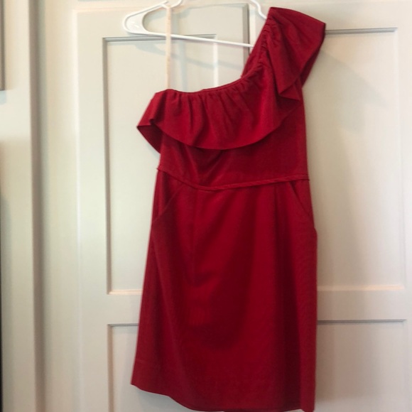 SHOSHANNA Red One Shoulder Dress - Picture 4 of 7